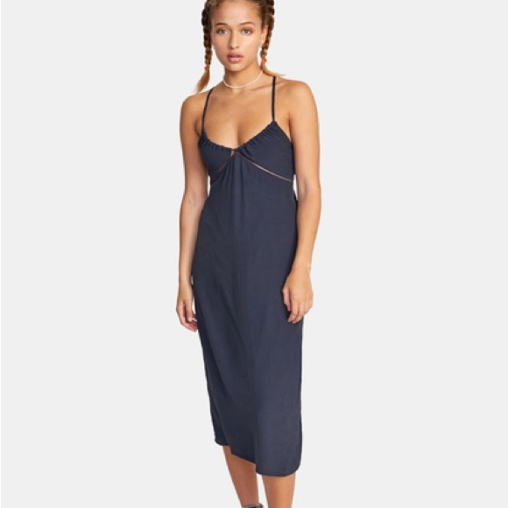 Rvca midi black dress nwt